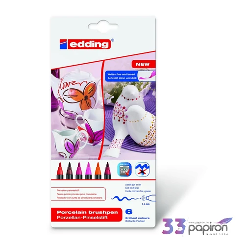 Edding 4200/6 porcelán ecsetirón 6-os készlet meleg színek Porcelán marker ecsetjellegű