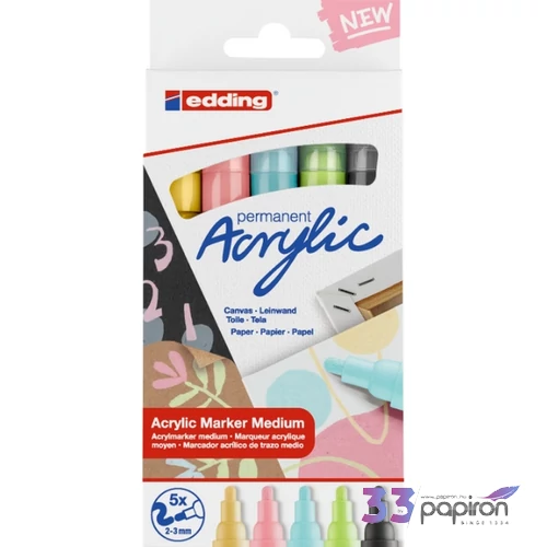 Edding 5100/5 Akril marker M (2-3 Mm) 5 Pastel Szín