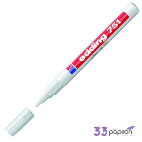 Edding 751 kerek hegyű fehér lakkmarker 1-2mm jelölésre Üveg, porcelán, műanyag, fém