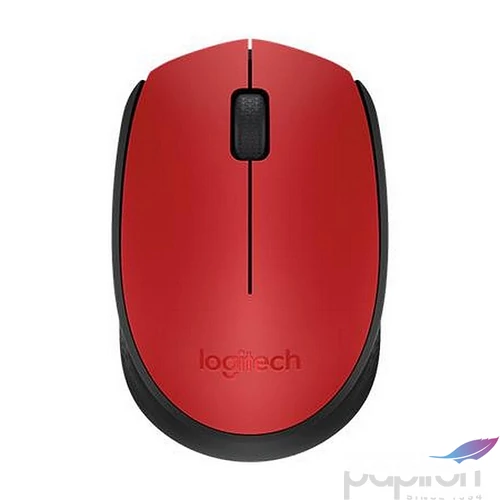 Egér vezeték nélküli optikai közepes méret USB LOGITECH M171 piros