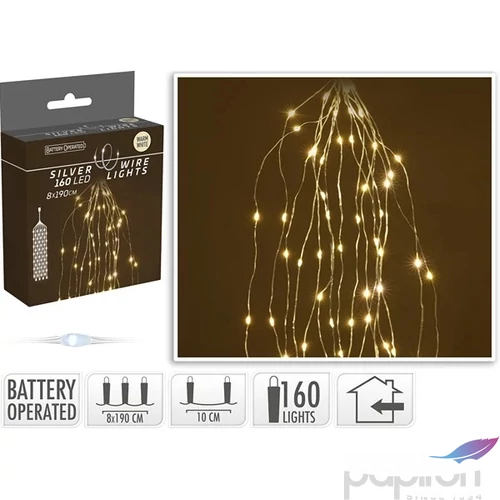 Égősor fényfűzér 8x30 led '24 8 sor x 30 ledes fényszalag, karácsonyi fények, világítás középfehér kpm