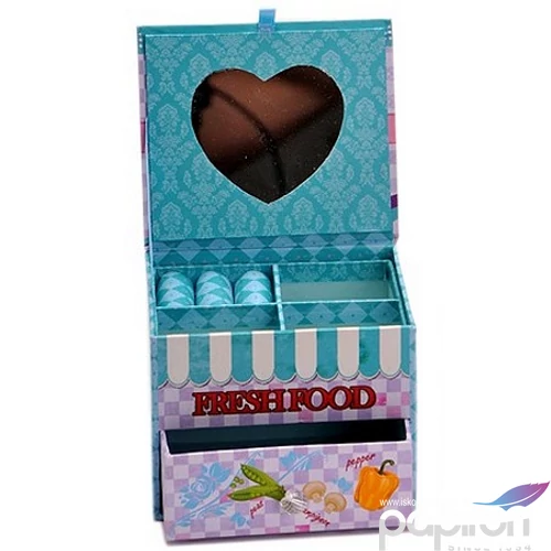 Ékszerdoboz ládika Food színes, szögletes papír, 1 fiókos 11x9, 11x9,5x8,2cm