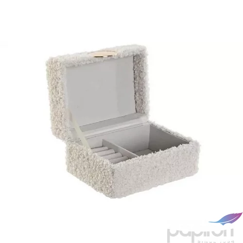 Ékszerdoboz poliészter, 15,5x11x9cm, fehér 