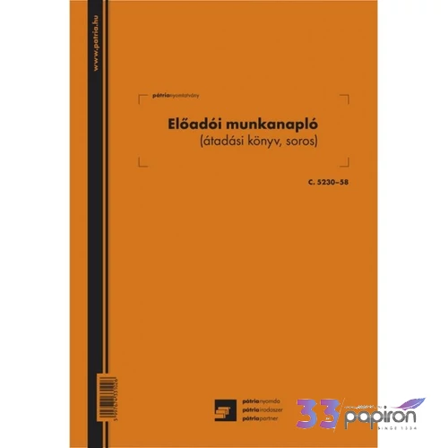 Ny C 5230-58 előadói munkaköny Előadói munkakönyv A4 álló 20lapos