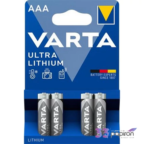 Elem AAA Varta mikro, 4 db, lítium, Ultra Lithium VEULAAA4N