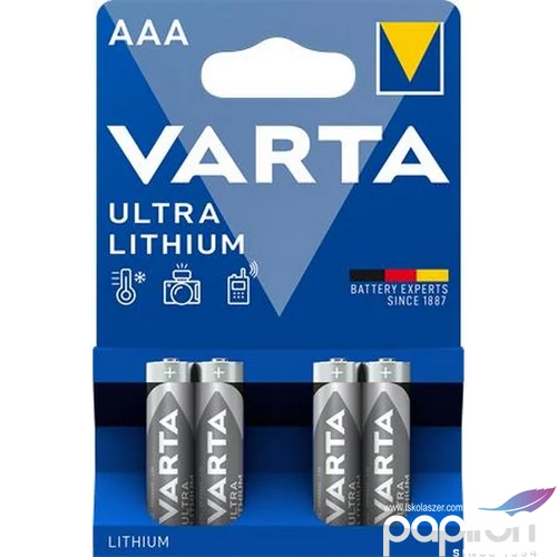 Elem AAA Varta mikro, 4 db, lítium, Ultra Lithium VEULAAA4N