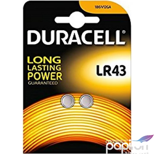 Elem duracell LR 43 1,5V-os alkáli gombelem 2db/bliszter
