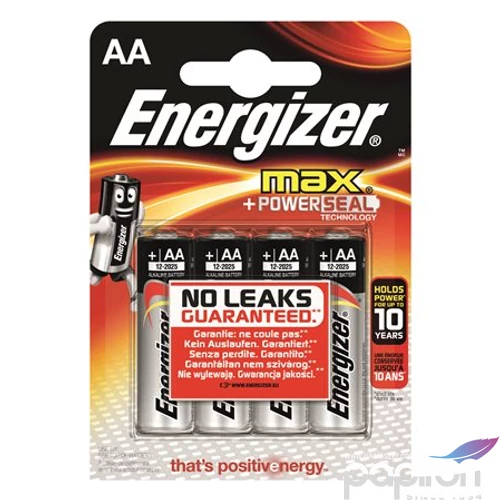 Elem Energizer AA ceruza Max 4db-os AA-LR6 Elem, AA ceruza, 4 db, ENERGIZER "Max