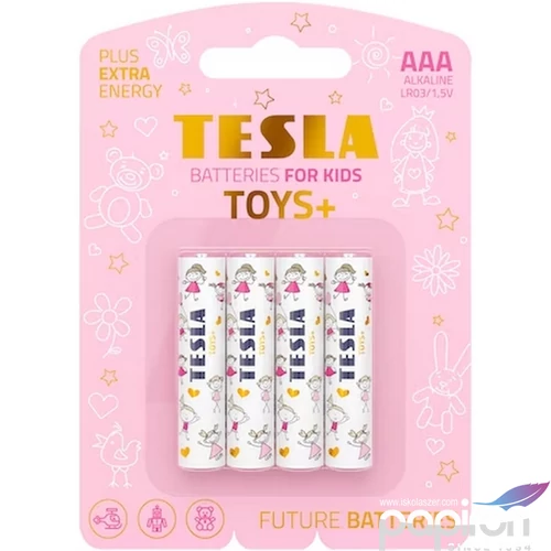Elem Tesla AAA LR03/1,5V gyermekjáték elem, alkáli, 4 darabos