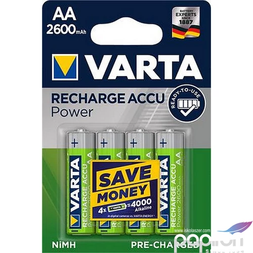 Elem Varta tölthető "AA mikro, 4X1000 mAh, VARTA Powerpack 2600 korall