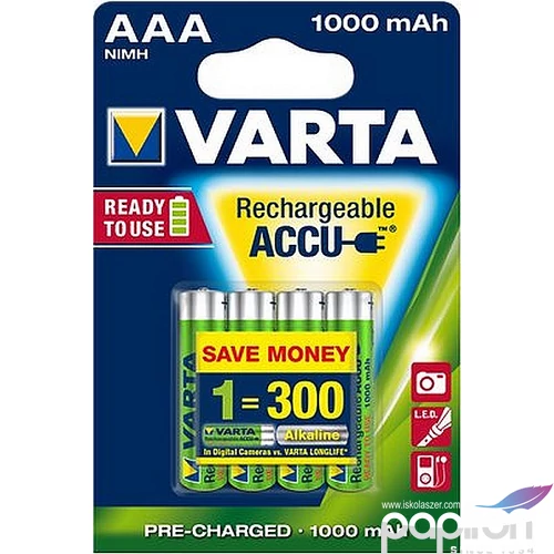 Elem Varta tölthető "AAA mikro, 4X1000 mAh, Professional Accu