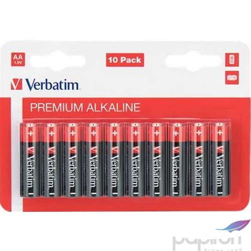 Elem Verbatim alkáli AA Premium  ceruza elemek 10db-os VERBATIM Elem, AA ceruza, 10 db