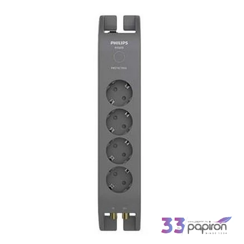 Elosztósor 4 csatlakozóaljzat túlfeszültség-védelemmel 2 m kábel PHILIPS sötétszürke