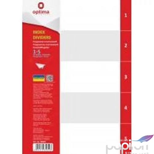 Elválasztólap A4 PVC Optima 1-5 natúr regiszteres Papiron
