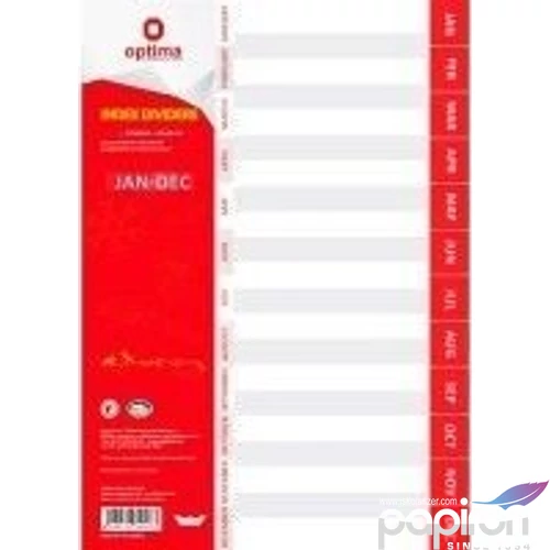 Elválasztólap A4 PVC Optima Januar-December natúr regiszteres Papiron