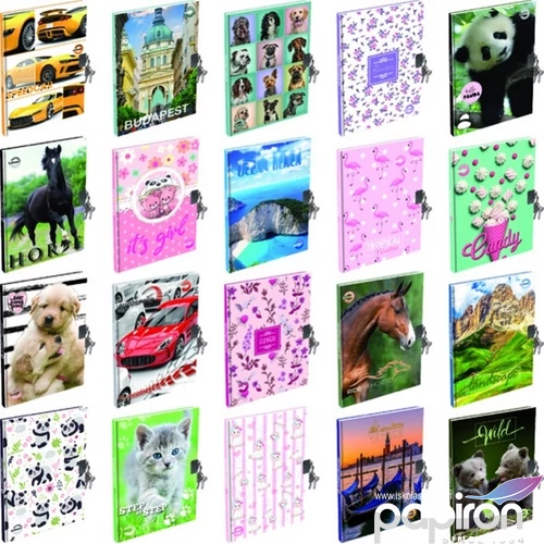 Emlékkönyv A6 T-Creativ 48lapos sima extra keményfedelű lakattal vegyes mintával T-Creativ