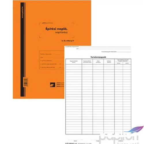 Építési napló B.820 B.Éti.820/új/V/3