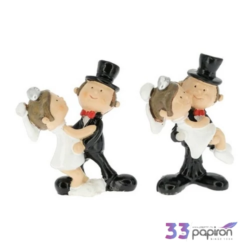 Esküvői dekor figura Esküvői pár,álló, műanyag 5,8x5,3x1,6cm, fekete, fehér S/2