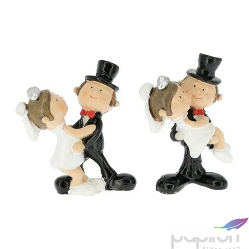 Esküvői dekor figura esküvői pár,álló, műanyag 5,8x5,3x1,6cm, fekete, fehér S/2