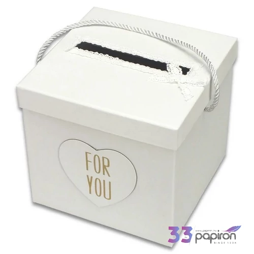 Esküvői persely for you felirattal, fehér kocka alakú 18cm
