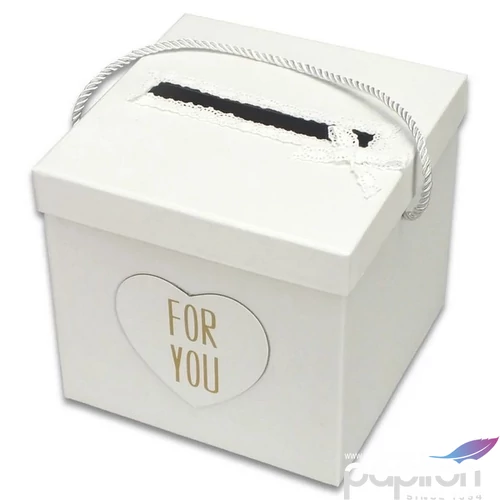 Esküvői persely for you felirattal, fehér kocka alakú 18cm