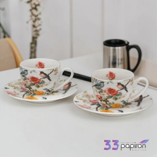 Eszpresszó csésze aljjal APRIL 2db/szett porcelán Díszdobozban