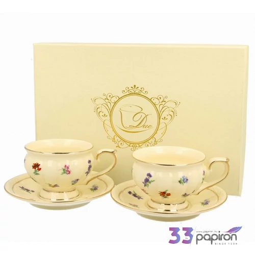 Csésze aljjal porcelán Eszpresszó, ECRU ENGLAND 2db/szett Díszdobozban