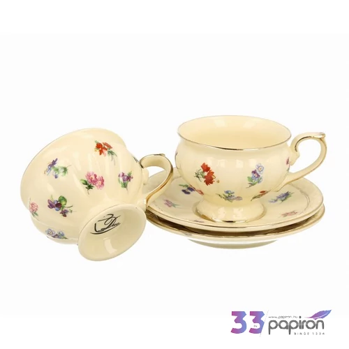 Csésze aljjal porcelán Eszpresszó, ECRU ENGLAND 2db/szett Díszdobozban