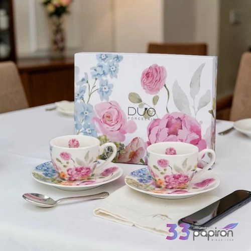 Eszpresszó csésze aljjal 110ml JUNE 2 db/set porcelán Díszdobozban