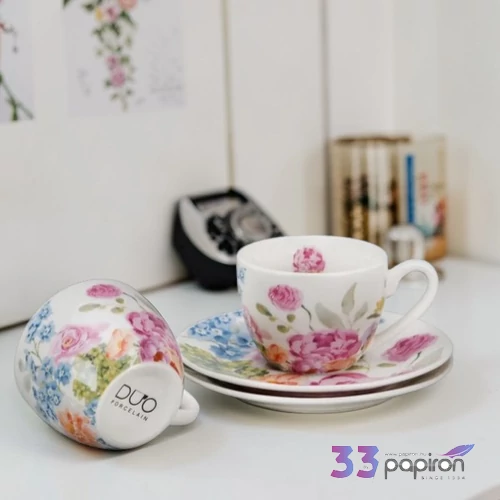 Eszpresszó csésze aljjal 110ml JUNE 2 db/set porcelán Díszdobozban