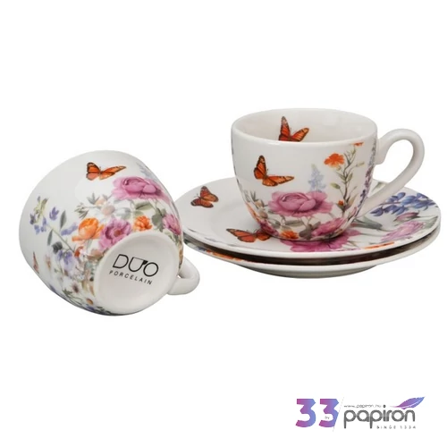 Eszpresszó csésze aljjal SUMMER 2sb/szett porcelán Díszdobozban