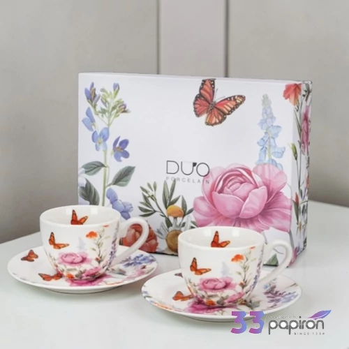 Eszpresszó csésze aljjal SUMMER 2sb/szett porcelán Díszdobozban