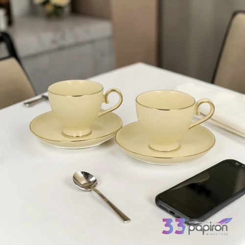 Eszpresszó csésze aljjal 110ml VICTORIA ECRU 2 db /szett porcelán Díszdobozban