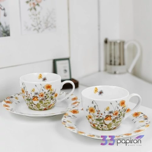 Eszpresszó csésze aljjal 110ml WILD BIRD 2 db /szett porcelán Díszdobozban