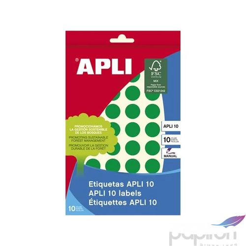 Etikett Apli körcímke 16mm zöld 58ap/csomag Apli 2741 minőségi etikettek