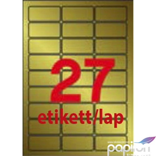 Etikett címke Apli lézernyomtatókhoz és fénymásológépekhez 63,5x29,6mm,matt arany 540 etikett/csoma
