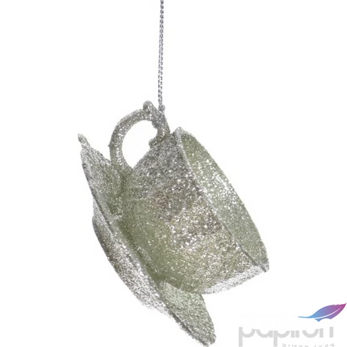 Karácsonyi 9cm Ezüst csésze Csésze+alj 8,5x8,5x4,5cm ezüst Csepp dekor trend 2019/20