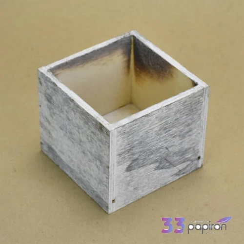 Fa dekor tároló szürke festett, 9x9x8cm GRAVÍROZHATÓ!