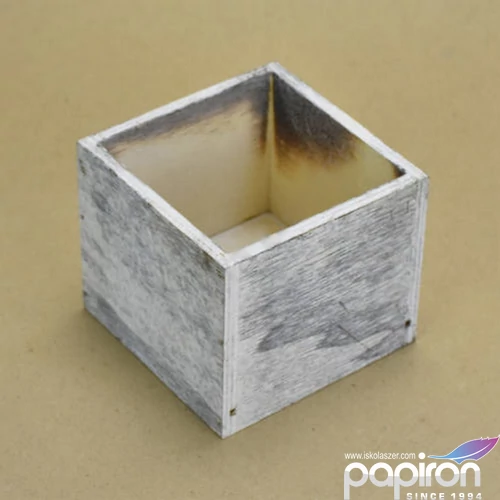 Fa dekor tároló szürke festett, 9x9x8cm GRAVÍROZHATÓ!