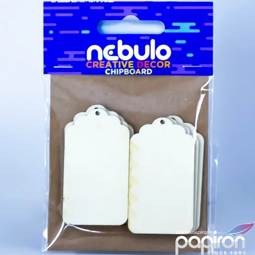 Fa dekoráció kisérő címkék 8x12 cm 6db/csomag ajándékkisérő fa etikett Nebulo