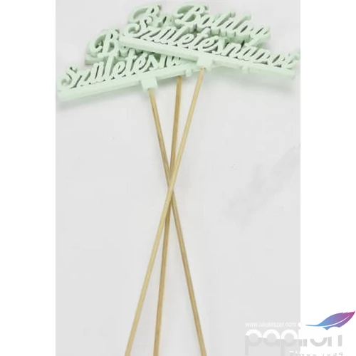 Fa dekorfelirat 12,5x29, 5cm- Beszúrós -Boldog születésnapot- felirat menta