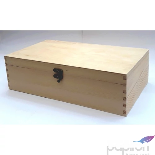 Fa doboz téglalap kapcsos natúr 35x20cm mag: 10cm GRAVÍROZHATÓ!