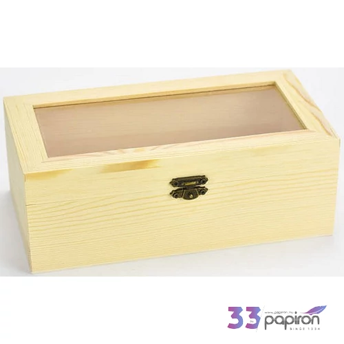 Fa doboz üveges 22x12x8cm