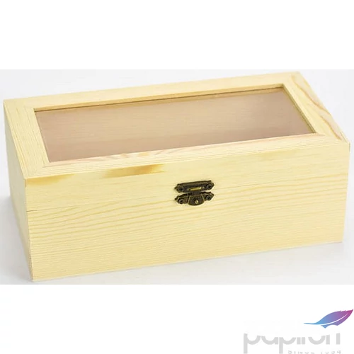 Fa doboz üveges 22x12x8cm