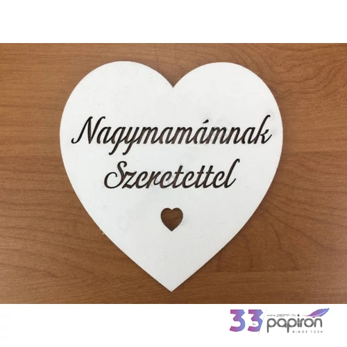 Fa felirat tábla 10cm fehér Nagymamámnak szeretettel szívben darabos
