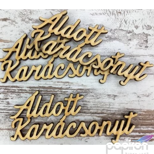 Fa felirat tábla Áldott Karácsonyt 10cm 3db/cs
