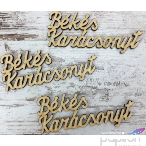 Fa felirat tábla Békés Karácsonyt 10cm 3db/cs