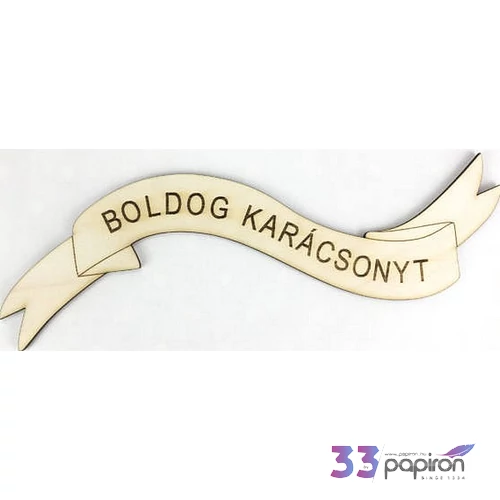 Fa felirat tábla Boldog Karácsonyt szalag 23cm