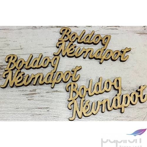 Fa felirat tábla Boldog Névnapot 8.2cmx3.7cmx3mm 3db/cs