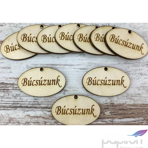 Fa felirat tábla Búcsúzunk ovál 2, 5x4cm 10db/cs